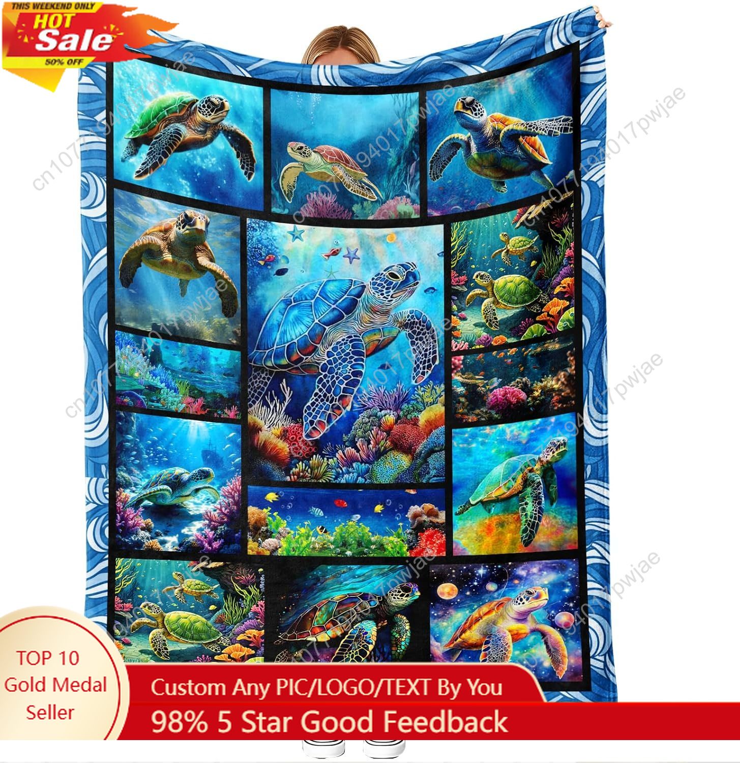 Home Textiles Usa - السلاحف البحرية الفانيلا رمي بطانية لينة