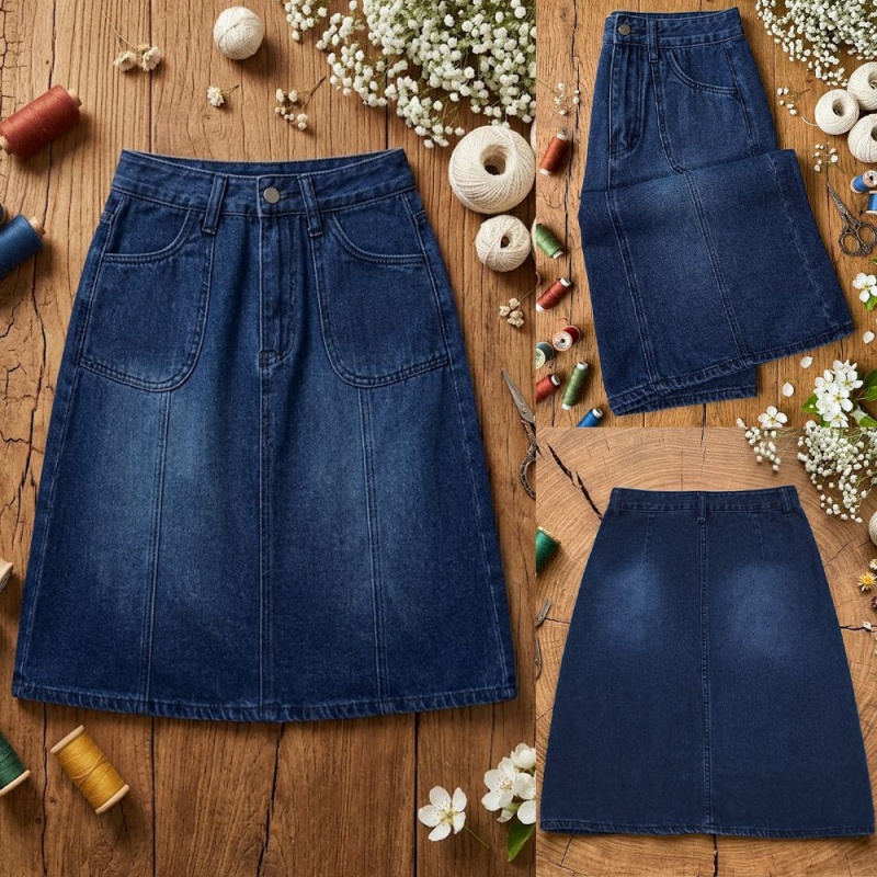 Quilt Cotton Summer - تنورة جينز نسائية جديدة 2026 بخصر