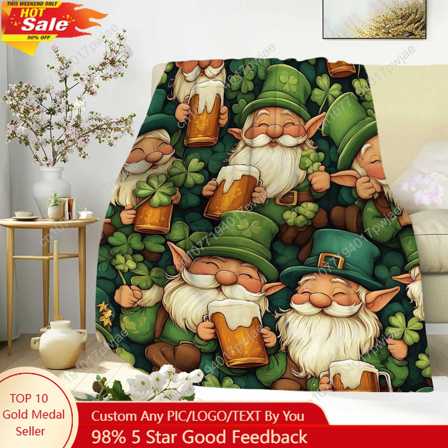 Home Textiles Today - بطانية رمي جنوم لعيد القديس باتريك