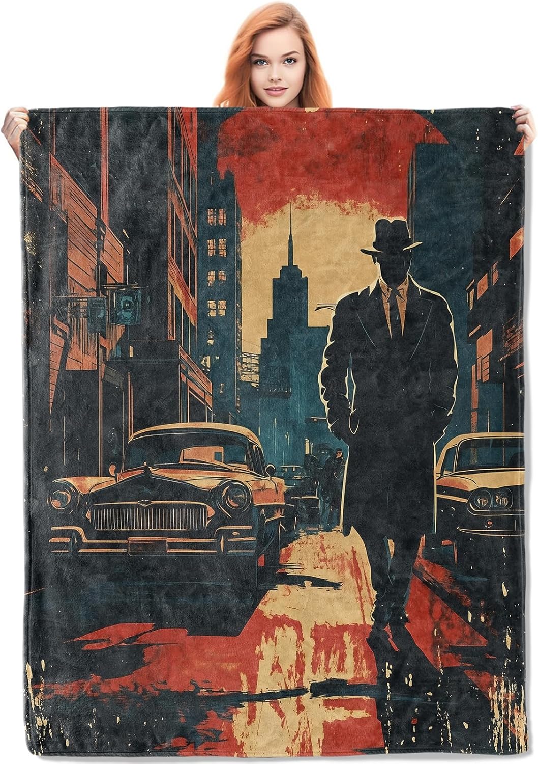 Home Textiles Usa - بطانية Noir Detective هدايا للنساء، بطانية