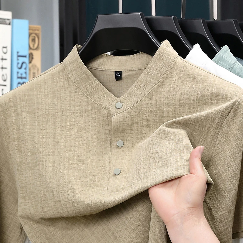 قميص رجالي صيفي بياقة واقفة وأ - مراجعة Home Textiles Usa وسعره