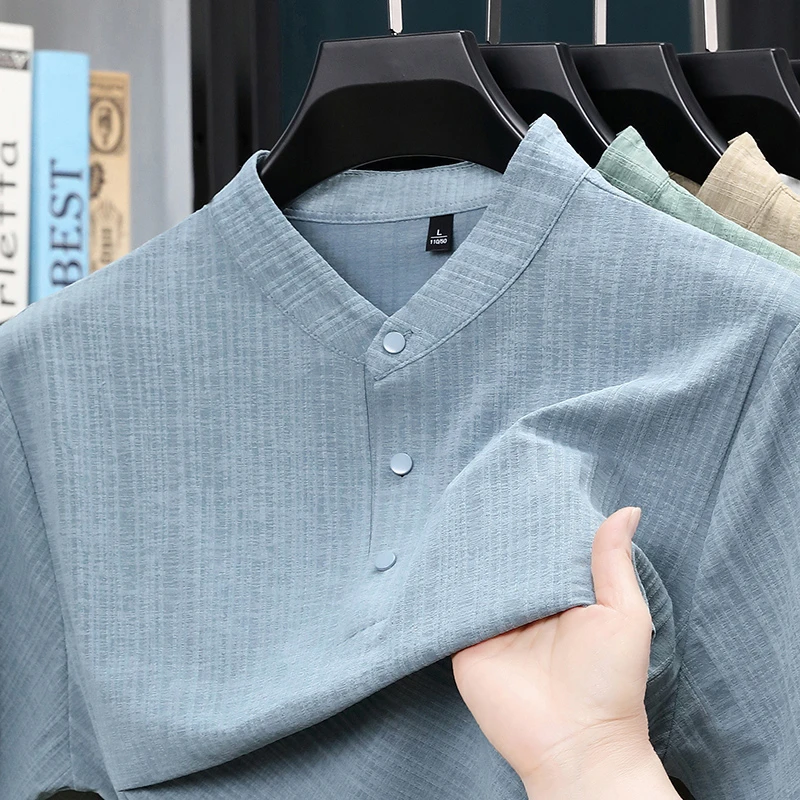 قميص رجالي صيفي بياقة واقفة وأ - مراجعة Home Textiles Usa وسعره