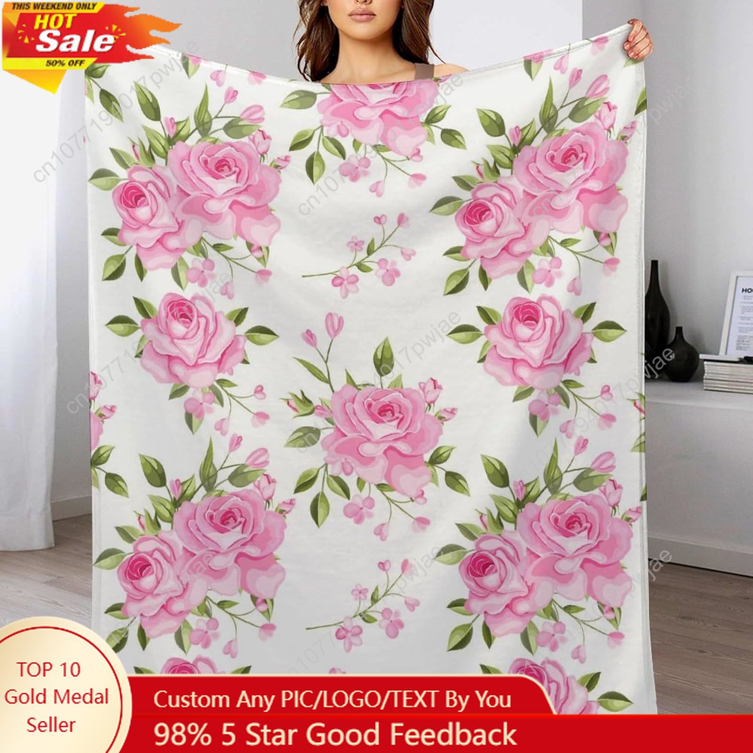 الوردي زهرة رمي بطانية الأزهار - مراجعة Home Textiles Usa وسعره