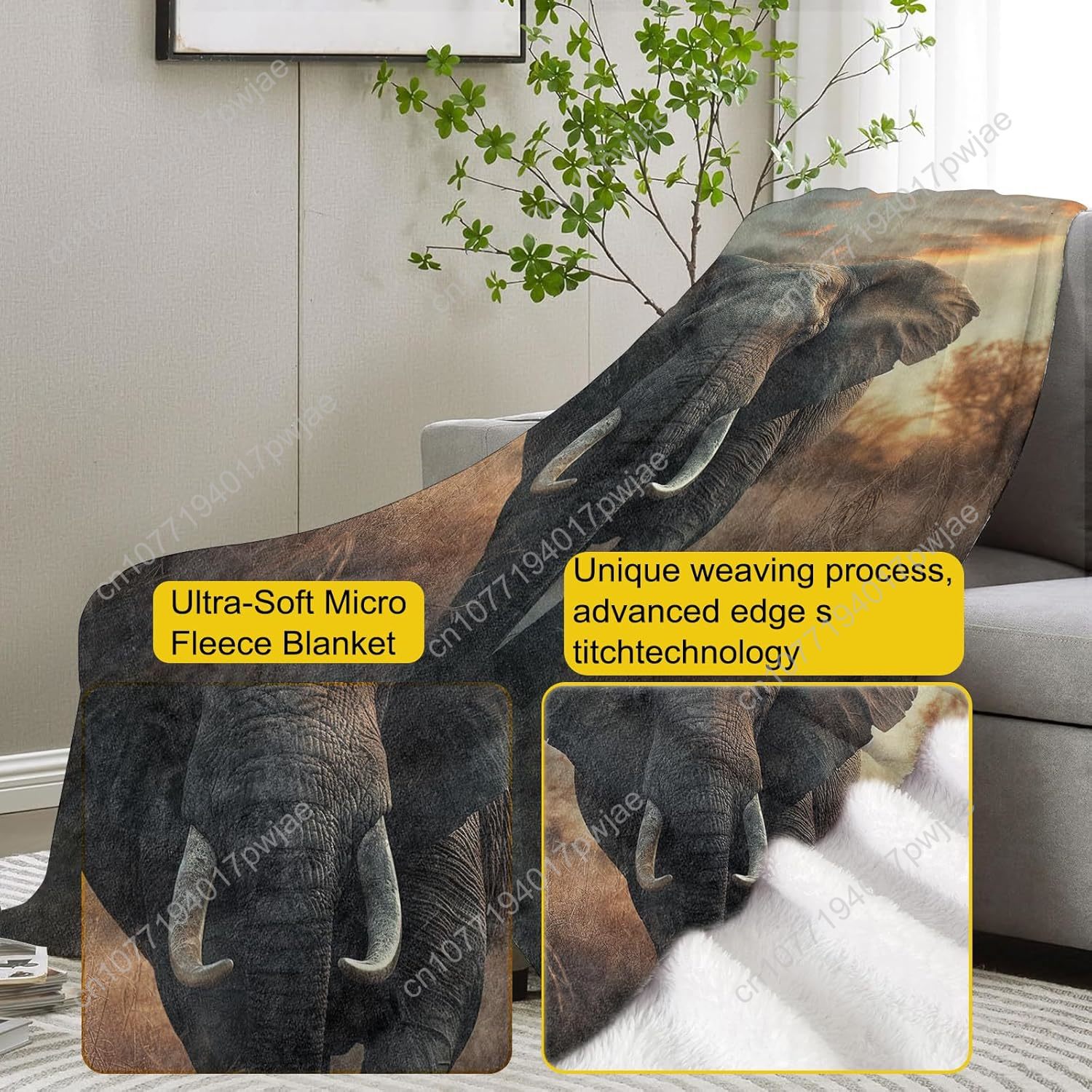 بطانية صوف الفيل، مشهد الحياة  - مراجعة Home Textiles Usa وسعره
