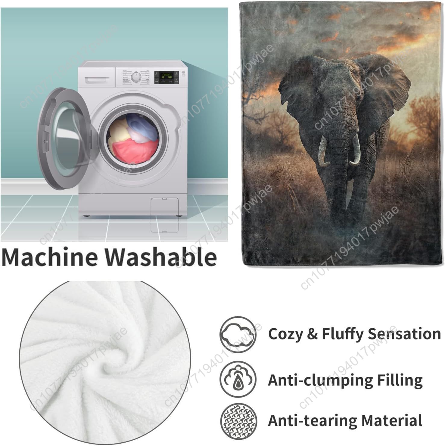 بطانية صوف الفيل، مشهد الحياة  - مراجعة Home Textiles Usa وسعره