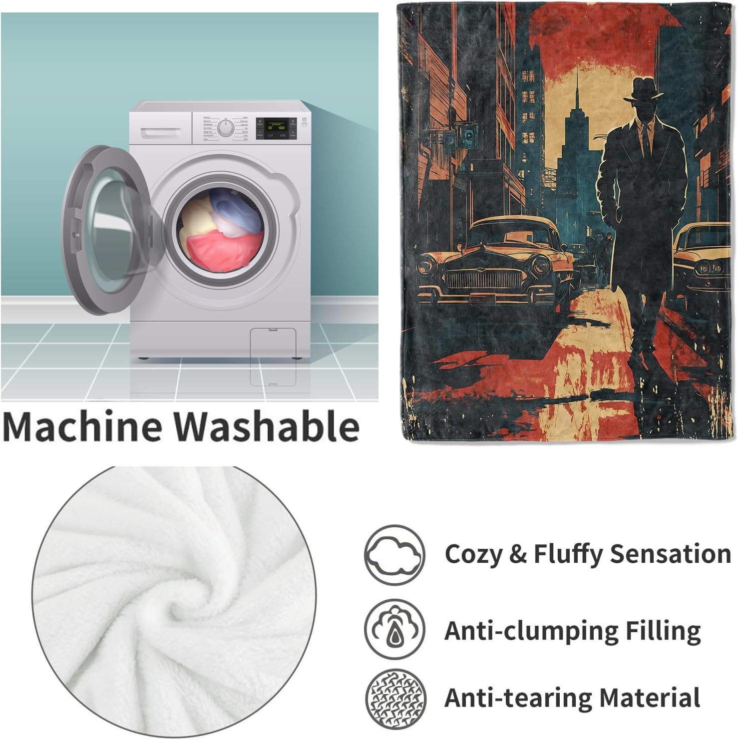 بطانية Noir Detective هدايا لل - مراجعة Home Textiles Usa وسعره