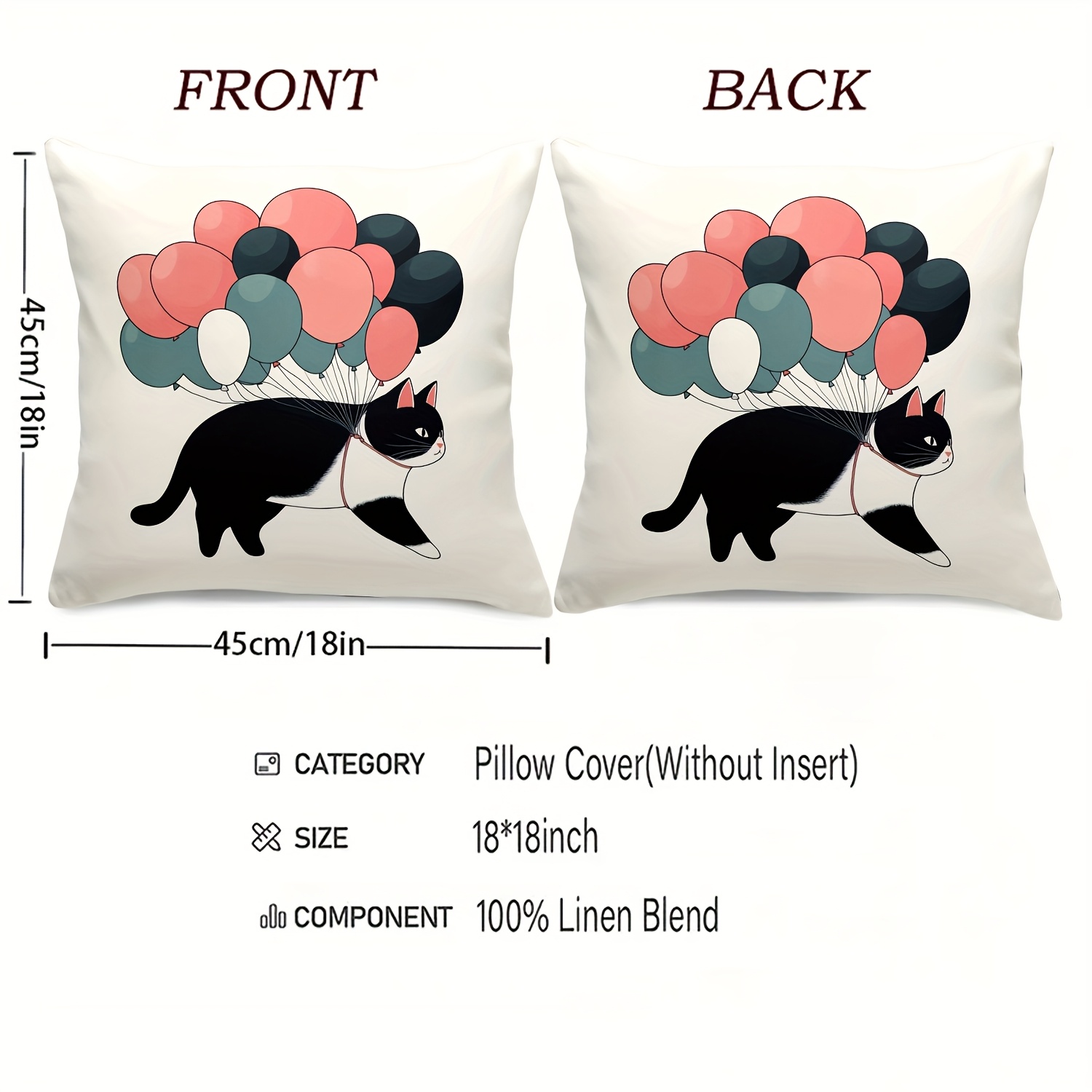 غطاء وسادة على شكل قطة مع بالو - مراجعة Pillow Insert 18X18 وسعره