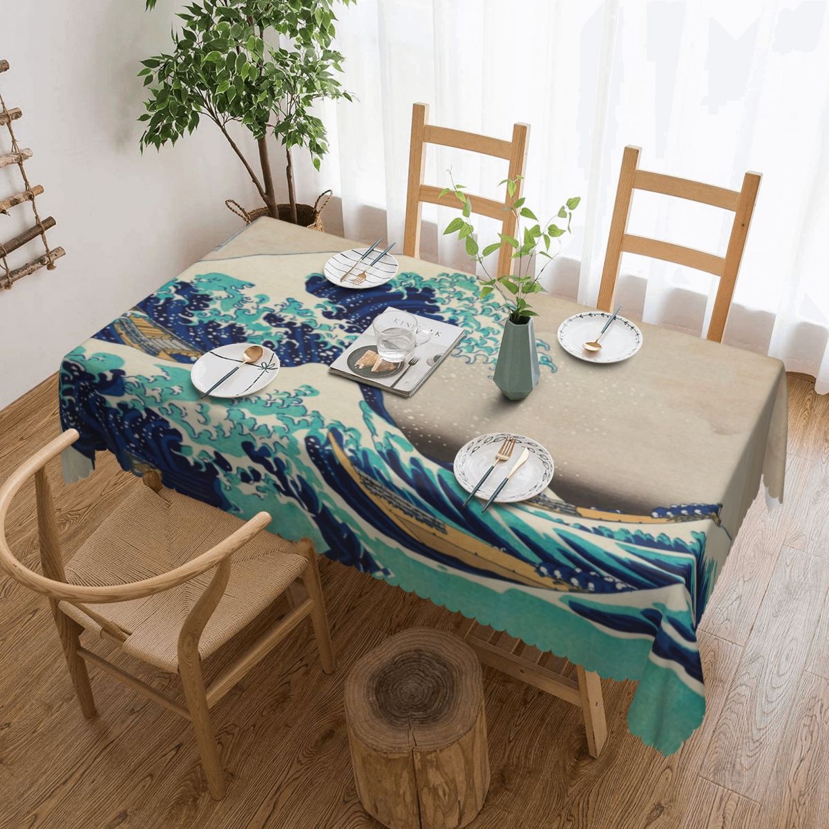 موجة كبيرة قبالة كاناغاوا Tabl - مراجعة Japanese Home Textiles وسعره